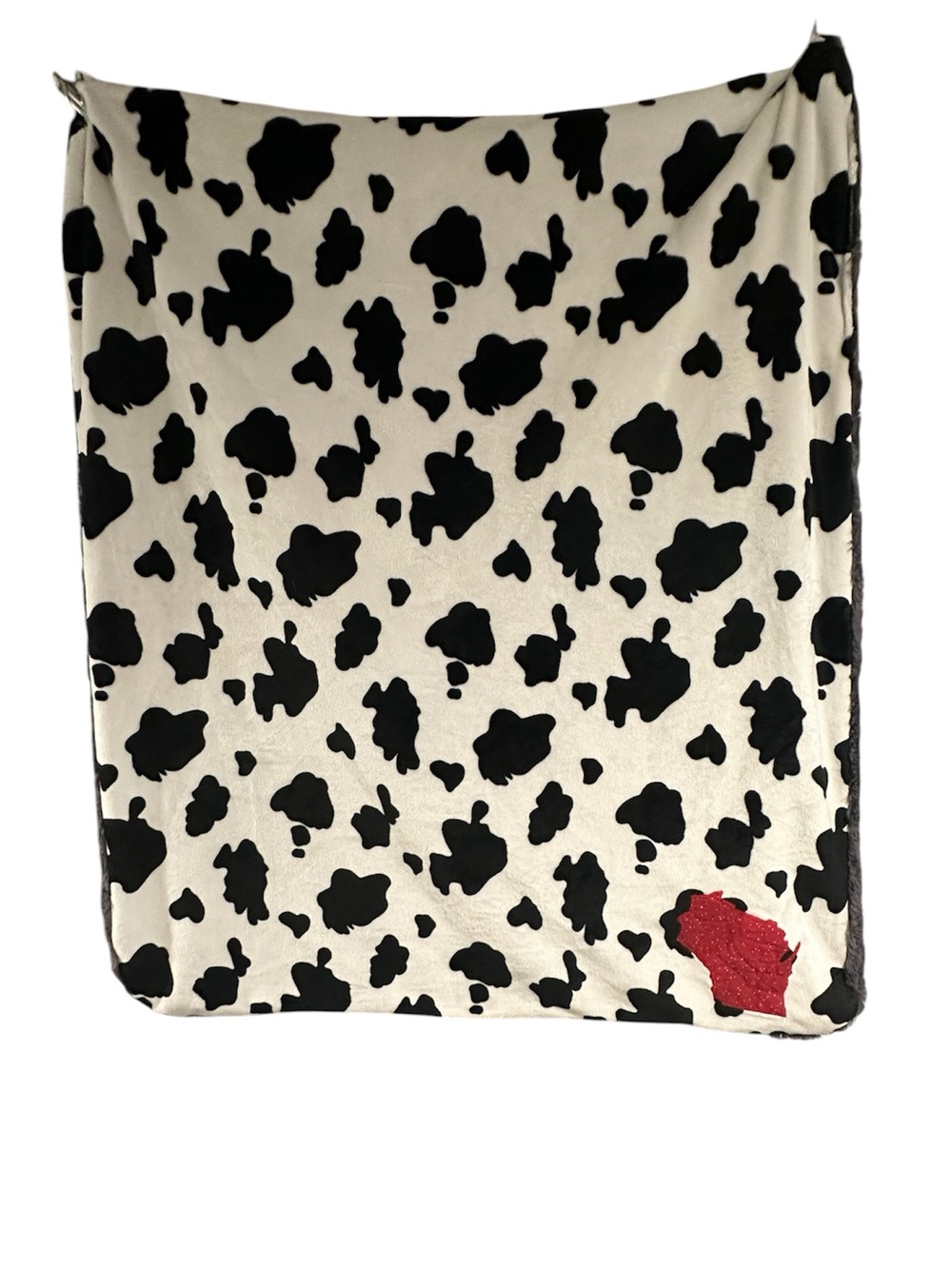 Custom Wisconsin Cow Print & Grey Plush Baby Toddler Blanket‎ 29x34